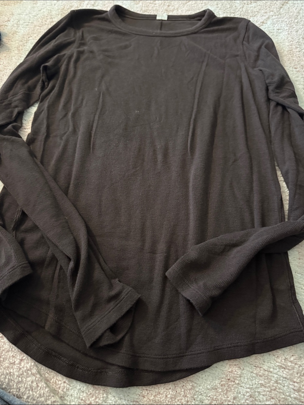 Lulu lemon 🍋 light weight sweater long sleeve in brown rounded hem